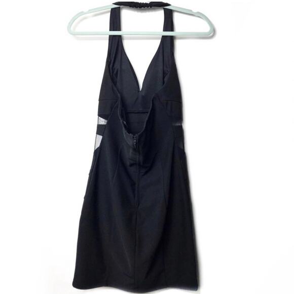 Crystal Doll Y2K Black Halter Plunge Bodycon Dress M - Picture 7 of 8